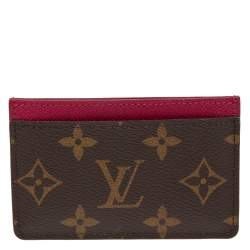 Pre Owned Louis Vuitton Fuchsia Monogram Canvas Card Holder