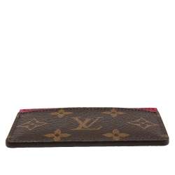 Pre Owned Louis Vuitton Fuchsia Monogram Canvas Card Holder