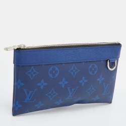 Pre Owned Louis Vuitton Blue Monogram Eclipse Canvas Discovery PM Pochette