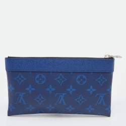 Pre Owned Louis Vuitton Blue Monogram Eclipse Canvas Discovery PM Pochette