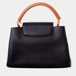 Pre Owned Louis Vuitton Black Taurillon Leather Capucines MM Top Handle Bag