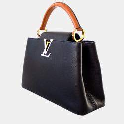 Pre Owned Louis Vuitton Black Taurillon Leather Capucines MM Top Handle Bag
