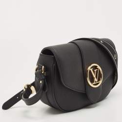Pre Owned Louis Vuitton Black Leather Pont 9 Soft MM Bag