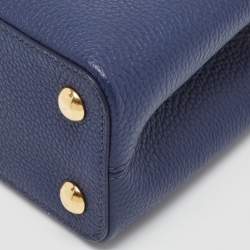 Pre Owned Louis Vuitton Navy Blue/Brown Leather Studded Capucines BB Bag