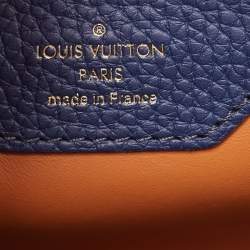 Pre Owned Louis Vuitton Navy Blue/Brown Leather Studded Capucines BB Bag