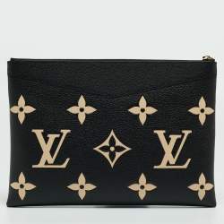 Pre Owned Louis Vuitton Black/Beige Monogram Empreinte Leather Daily Pouch