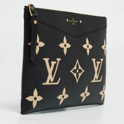 Pre Owned Louis Vuitton Black/Beige Monogram Empreinte Leather Daily Pouch