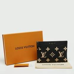 Pre Owned Louis Vuitton Black/Beige Monogram Empreinte Leather Daily Pouch