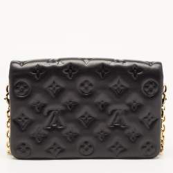 Pre Owned Louis Vuitton Black Monogram Leather Coussin Pochette Bag 