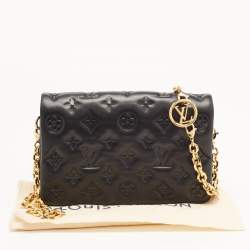 Pre Owned Louis Vuitton Black Monogram Leather Coussin Pochette Bag 