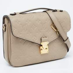 Pre Owned Louis Vuitton Tourterelle Monogram Empreinte Leather Pochette Metis Bag