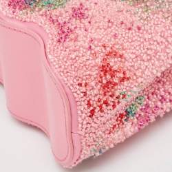 Louis Vuitton Pink Embroidered Satin Capucines Capushell Mini Bag