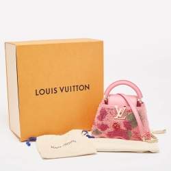Louis Vuitton Pink Embroidered Satin Capucines Capushell Mini Bag