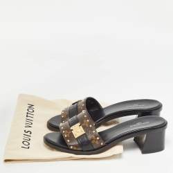 Louis Vuitton Brown/Black Monogram Canvas Slides Size 36