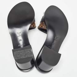 Louis Vuitton Brown/Black Monogram Canvas Slides Size 36