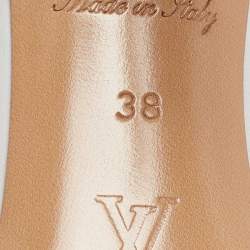 Pre Owned Louis Vuitton White Monogram Leather Revival Slide Sandals Size 38
