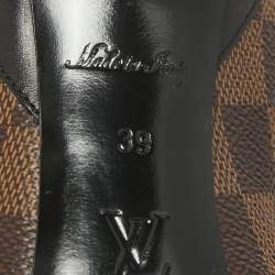 Pre Owned Louis Vuitton Brown/Black Damier Ebene Canvas and Leather Chérie Pumps Size 39