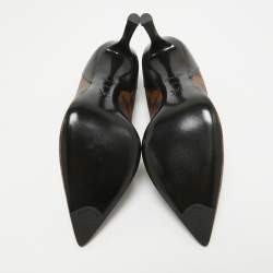 Pre Owned Louis Vuitton Brown/Black Damier Ebene Canvas and Leather Chérie Pumps Size 39