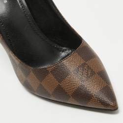 Pre Owned Louis Vuitton Brown/Black Damier Ebene Canvas and Leather Chérie Pumps Size 39
