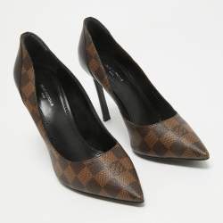 Pre Owned Louis Vuitton Brown/Black Damier Ebene Canvas and Leather Chérie Pumps Size 39