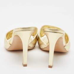Louis Vuitton Gold Monogram Embossed Leather Revival Slide Sandals Size 38