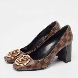 Pre Owned Louis Vuitton Brown Damier Ebene Canvas Madeleine Pumps Size 40