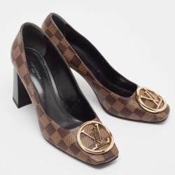 Pre Owned Louis Vuitton Brown Damier Ebene Canvas Madeleine Pumps Size 40