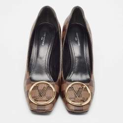 Pre Owned Louis Vuitton Brown Damier Ebene Canvas Madeleine Pumps Size 40