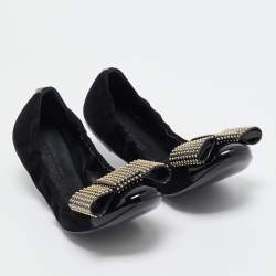 Louis Vuitton Black Suede Embellished Ballet Flats Size 37.5