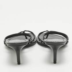 Pre Owned Louis Vuitton Black Monogram Satin Citizen Thong Sandals Size 40