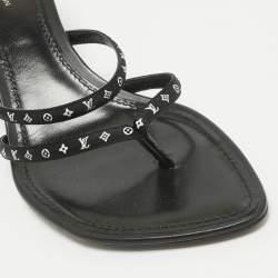 Pre Owned Louis Vuitton Black Monogram Satin Citizen Thong Sandals Size 40