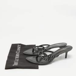 Pre Owned Louis Vuitton Black Monogram Satin Citizen Thong Sandals Size 40