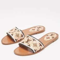 Louis Vuitton Tricolor Monogram Canvas Crafty Lock It Flat Slides Size 40