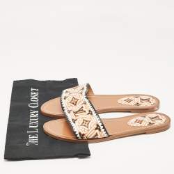 Louis Vuitton Tricolor Monogram Canvas Crafty Lock It Flat Slides Size 40