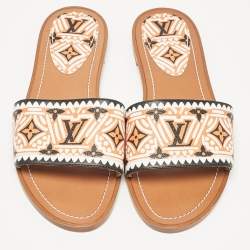 Louis Vuitton Tricolor Monogram Canvas Crafty Lock It Flat Slides Size 40