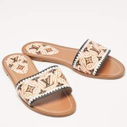 Louis Vuitton Tricolor Monogram Canvas Crafty Lock It Flat Slides Size 40