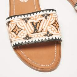 Louis Vuitton Tricolor Monogram Canvas Crafty Lock It Flat Slides Size 40