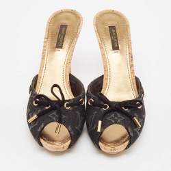 Louis Vuitton Black Monogram Canvas Slide Sandals Size 39