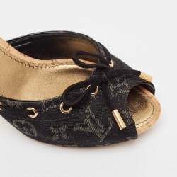 Louis Vuitton Black Monogram Canvas Slide Sandals Size 39