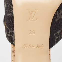 Louis Vuitton Black Monogram Canvas Slide Sandals Size 39