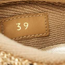 Louis Vuitton Gold Knit Fabric VNR Lace Up Sneakers Size 39