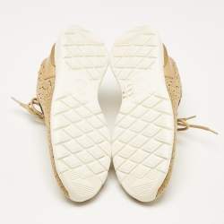 Louis Vuitton Gold Knit Fabric VNR Lace Up Sneakers Size 39