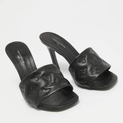 Louis Vuitton Black Leather Revival Slide Sandals Size 37