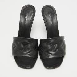 Louis Vuitton Black Leather Revival Slide Sandals Size 37