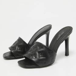 Louis Vuitton Black Leather Revival Slide Sandals Size 37