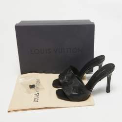 Louis Vuitton Black Leather Revival Slide Sandals Size 37