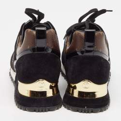 Louis Vuitton Black Canvas and Suede Run Away Lace Up Sneakers Size 36.5