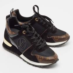 Louis Vuitton Black Canvas and Suede Run Away Lace Up Sneakers Size 36.5
