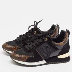 Louis Vuitton Black Canvas and Suede Run Away Lace Up Sneakers Size 36.5