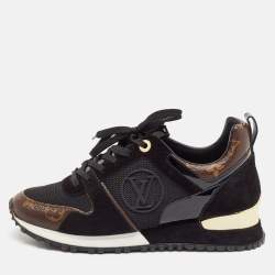 Louis Vuitton Black Canvas and Suede Run Away Lace Up Sneakers Size 36.5